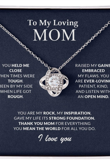 Lifestyle Gear, LLC's Love Knot Necklace for Mom - Elegant design with premium cubic zirconia crystals. Available in 14k white gold or 18k yellow gold. Adjustable chain with lobster clasp for a secure and stylish fit. Timeless elegance for a thoughtful gift.