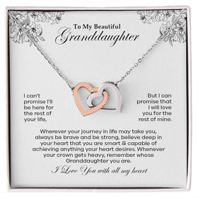 Lifestyle Gear, LLC's Interlocking Hearts Necklace - Two hearts adorned with dazzling CZ crystals, available in rose gold or 18k yellow gold finish. The perfect gift for your beautiful granddaughter, symbolizing endless love.